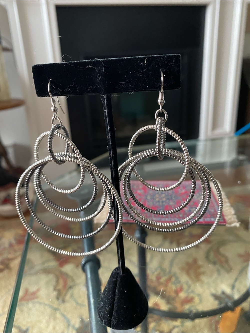 Silver Multi-Hoop Dangle Earrings - Women Jewelry